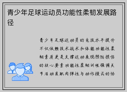 青少年足球运动员功能性柔韧发展路径